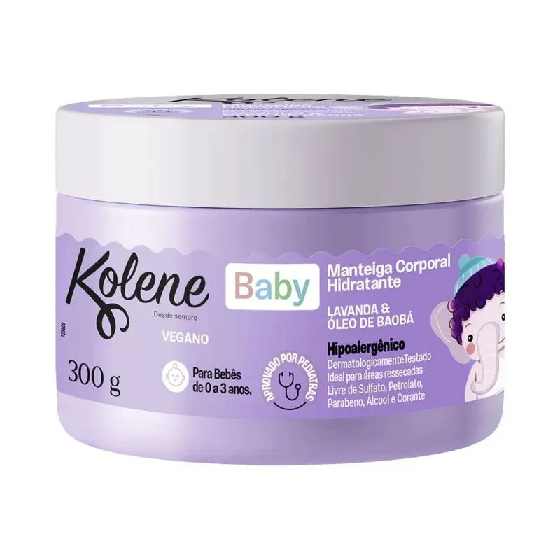 Manteiga Corporal Kolene Baby Lavanda e Óleo de Baobá 300g