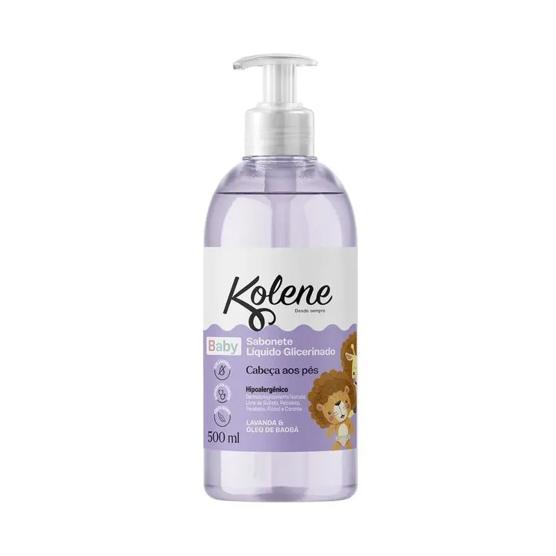 Sabonete Líquido Kolene Baby Lavanda e Óleo de Baobá 500ml