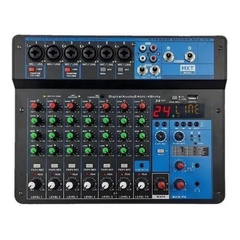 Mesa de som mxt com 8 canais - modelo: MX-8T