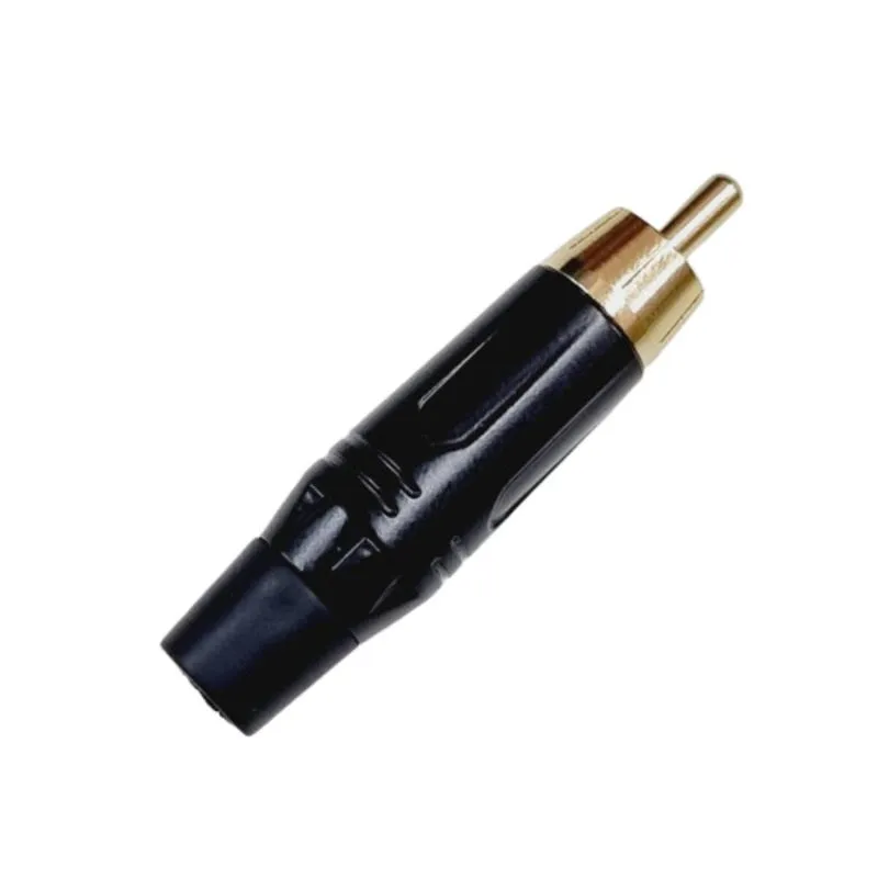 Plug Rca Macho Metal Profissional Preto Dourado - Preto Mxt
