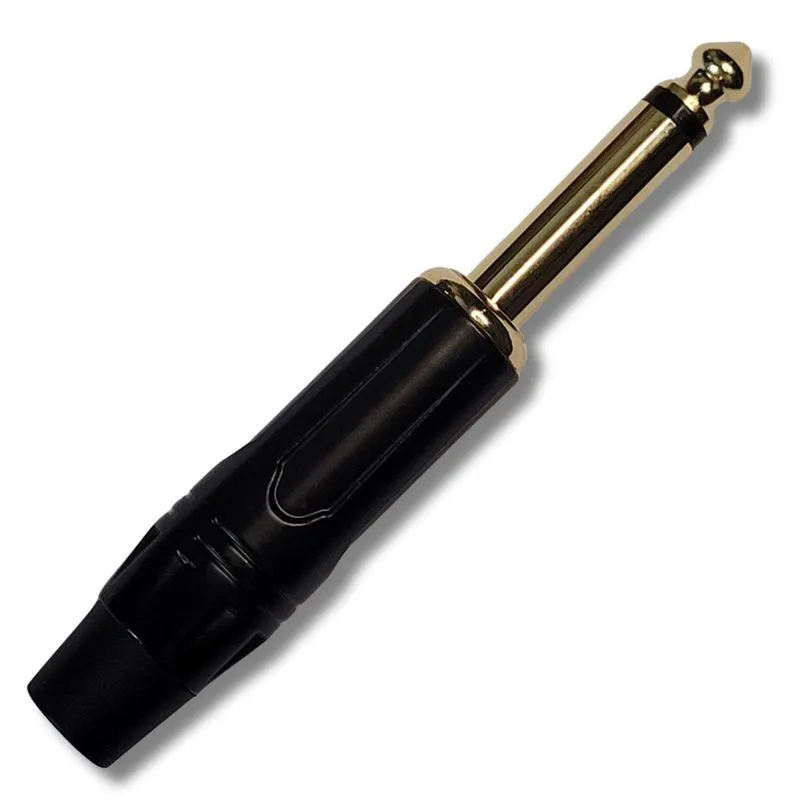Plug P10 Macho Mono Preto E Dourado Cobre Profissional