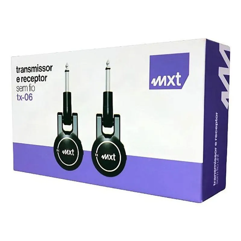 Transmissor e Receptor sem Fio para Guitarra TX-06 2,4 Ghz Alcance 40 m P10 Rotativo Grupo MXT