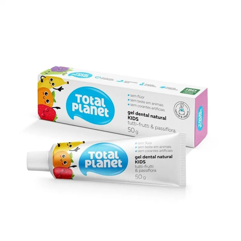 Total Planet Gel Dental Natural Kids - Tutti Frutti E Passiflora 50g