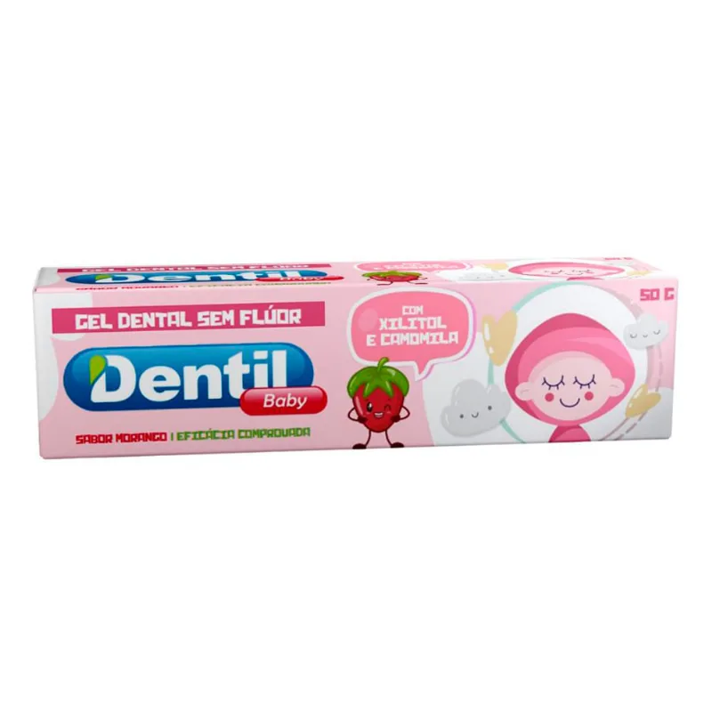 Gel Dental Dentil Baby Sabor Morango com Xilitol e Camomila Sem Flúor 50g
