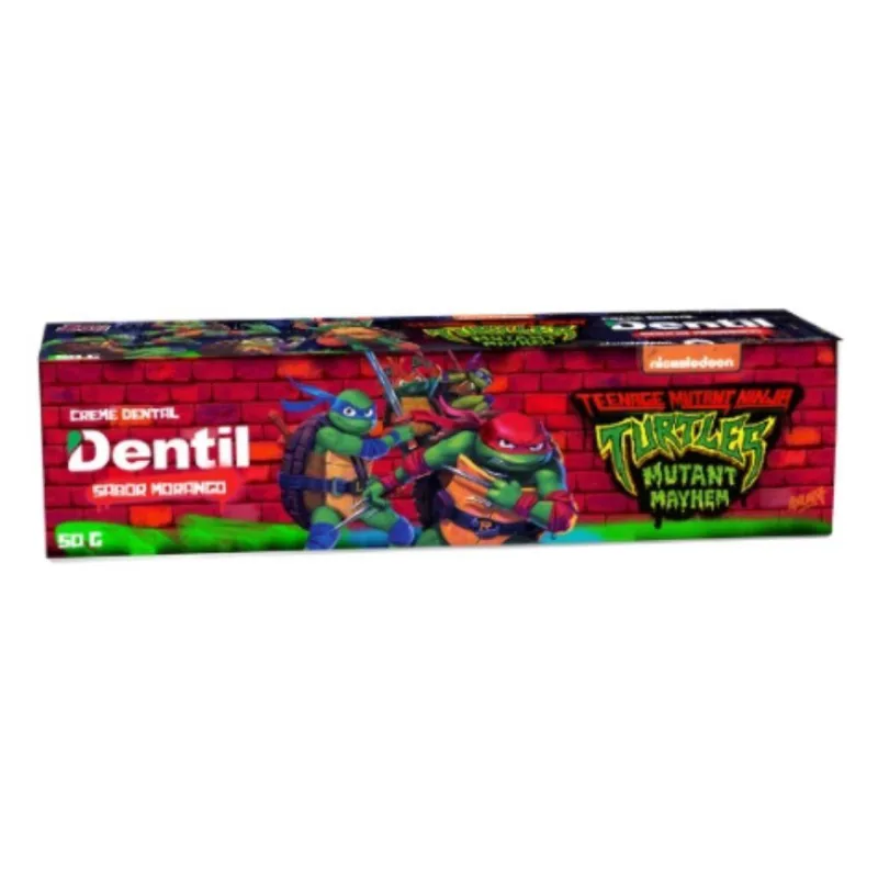 Creme Dental Dentil Kids Tartarugas Ninja Morango Bubble Gum 50g CR DENT DENTIL KIDS 50G TARTARUGAS NINJA