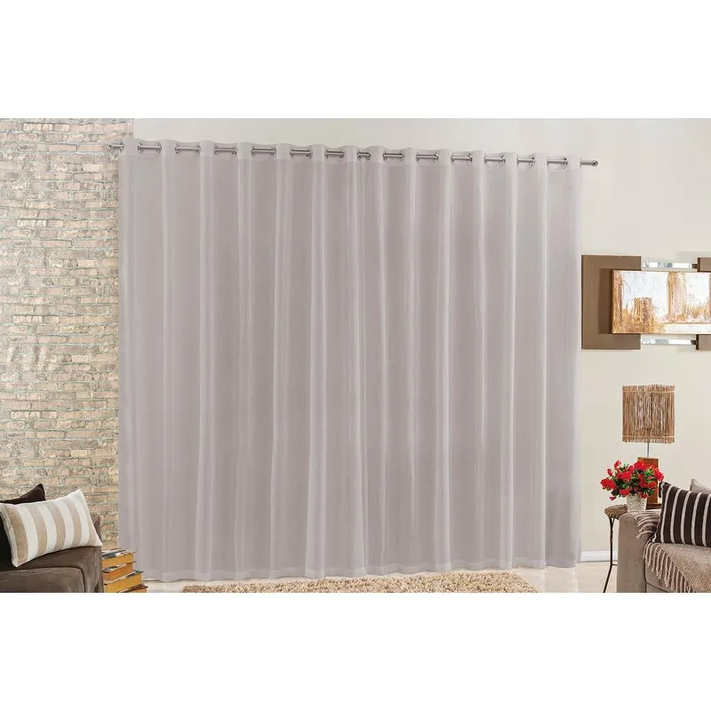 Cortina Voal Linho 4,00 x 2,60 Cinza