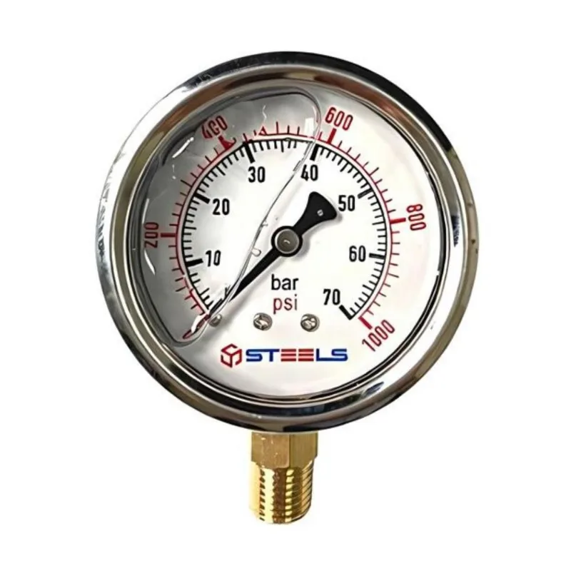 Manômetro Vertical Com Glicerina 1000 Psi 1/4 Npt 63 Mm Inox