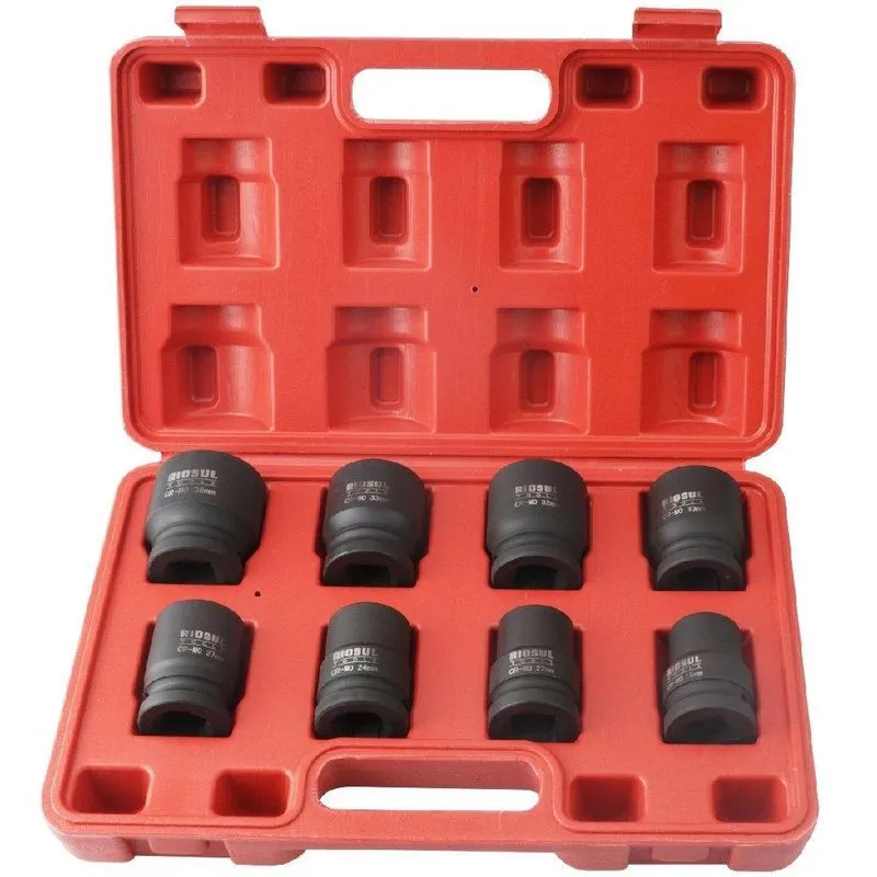Jogo Soquete Impacto Curto 3/4 19-38mm 8 Pecas Riosul Tools