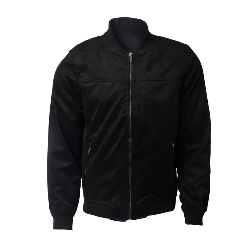 Jaqueta Masculina Balboa Suede Barra Canelada Preto - P