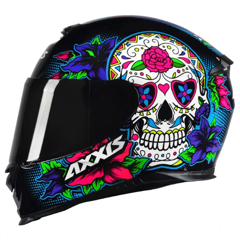 Capacete Axxis Eagle Skull Preto Azul 56
