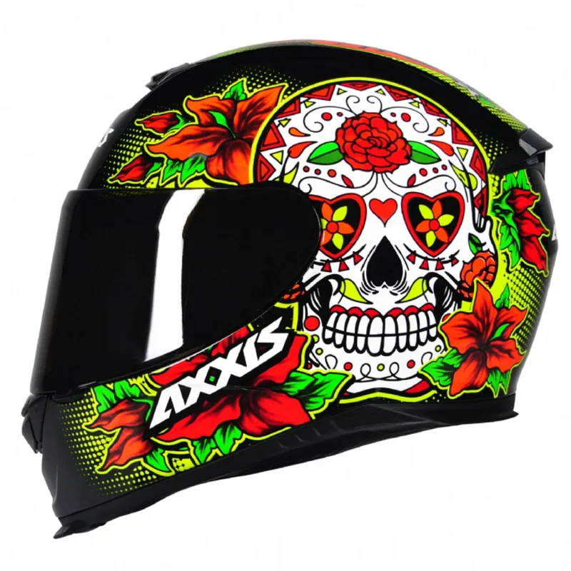 Capacete Axxis Eagle Skull Preto Amarelo 60