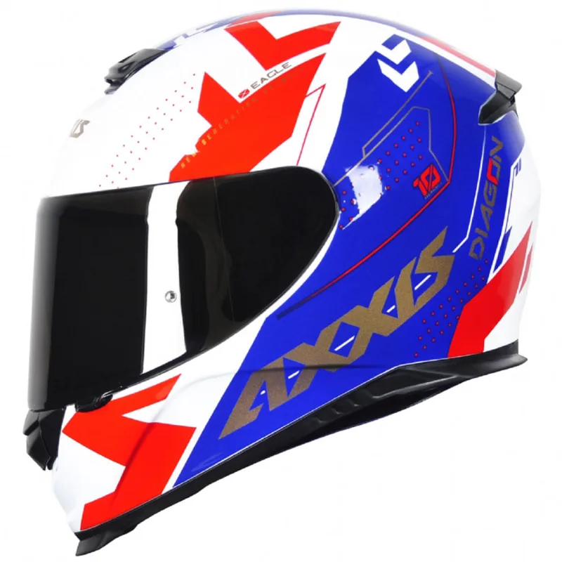 Capacete Axxis Eagle Diagon Branco Azul Vermelho 58