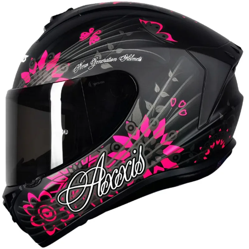 Capacete Axxis Draken Butterfly Preto Rosa Cinza Fosco 60
