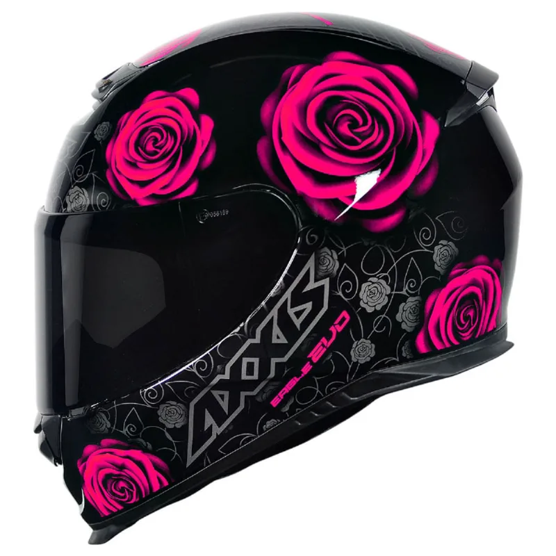 Capacete Axxis Eagle Flowers New Preto Rosa 60