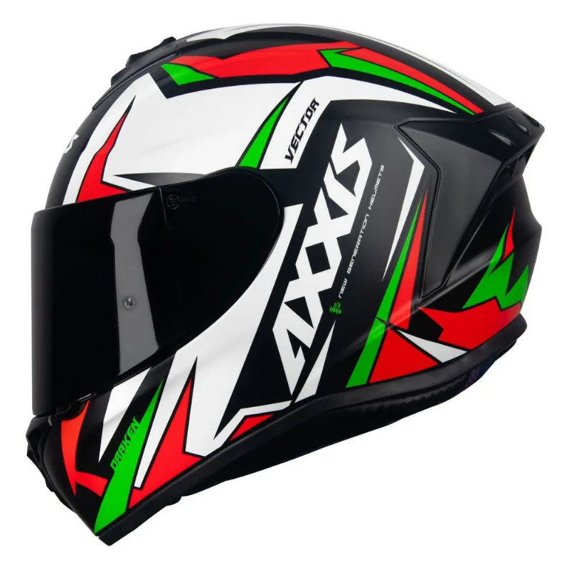 Capacete Axxis Draken Vector Fosco Preto Branco Verde 58