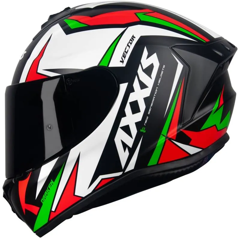 Capacete Axxis Draken Vector Preto/Branco/Vermelho/Verde