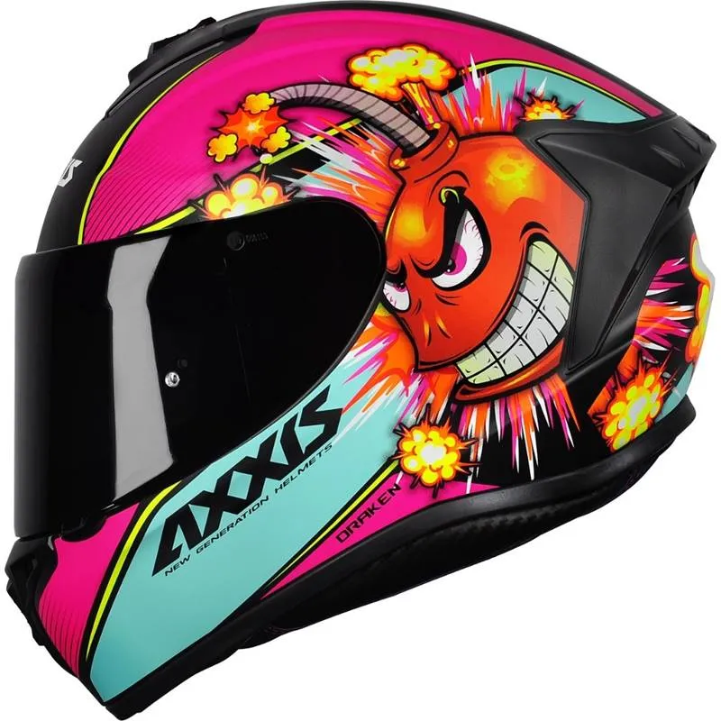 Capacete Axxis Draken Bomb Preto/rosa Fosco