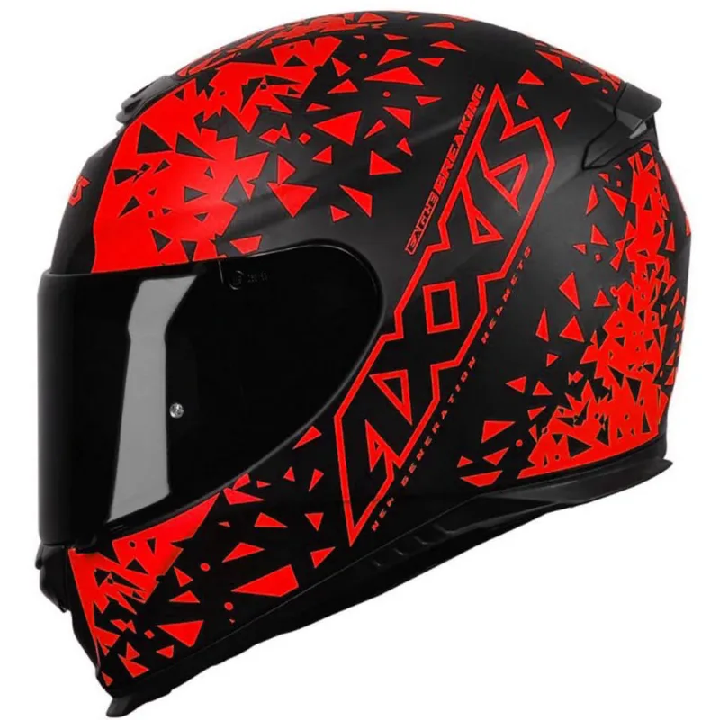 Capacete Axxis Eagle Breaking Fosco Preto Vermelho 62