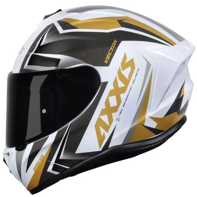 Capacete Axxis Draken Vector Branco Gold 58