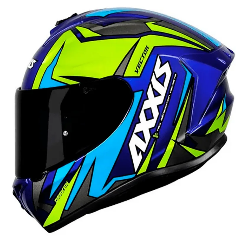 Capacete Axxis Draken Vector Azul Amarelo 56