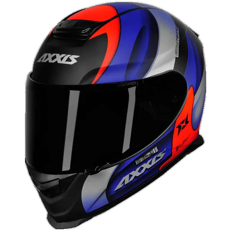 Capacete Axxis Eagle Tecno Fosco Preto Vermelho Azul 60