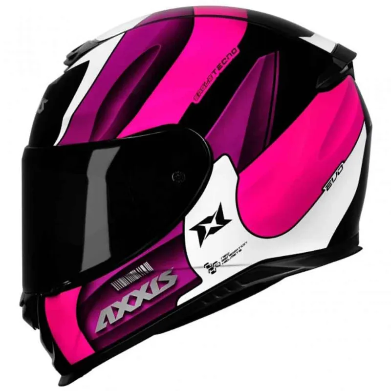Capacete Axxis Eagle Tecno Brilhante Preto Roxo Rosa 58