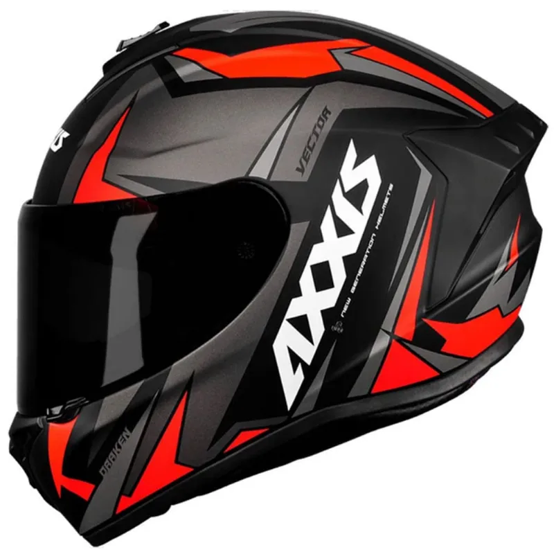 Capacete Axxis Draken Vector Fosco Preto Cinza Vermelho 64