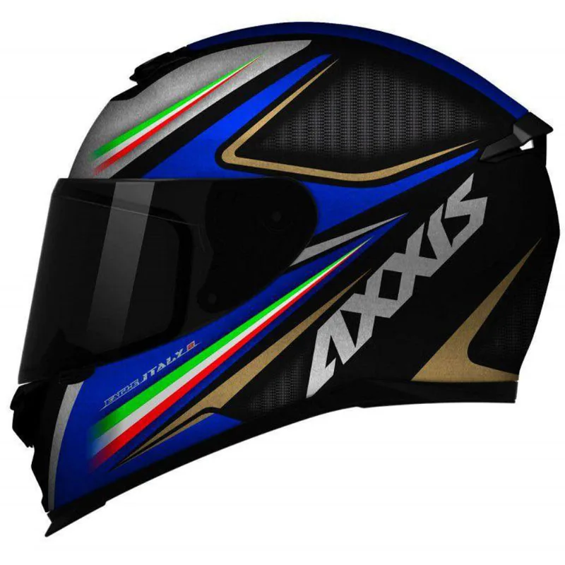 Capacete Axxis Eagle Italy 2 Fosco Preto Cinza Azul 58