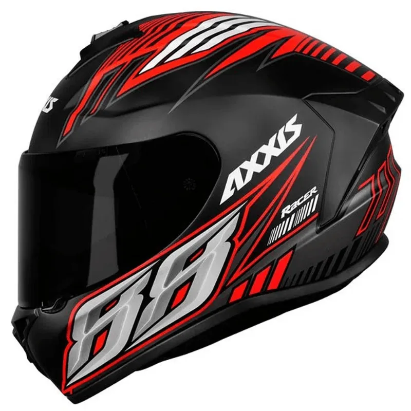 Capacete Axxis Draken Racer Fosco Preto Vermelho Cinza 58