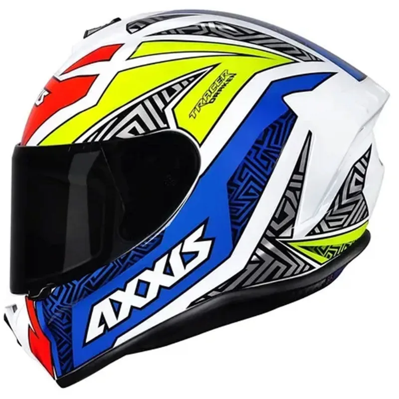 Capacete Axxis Draken Tracer Branco Azul Cinza 62