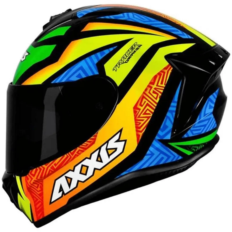 Capacete Axxis Draken Tracer Preto Laranja Azul 58