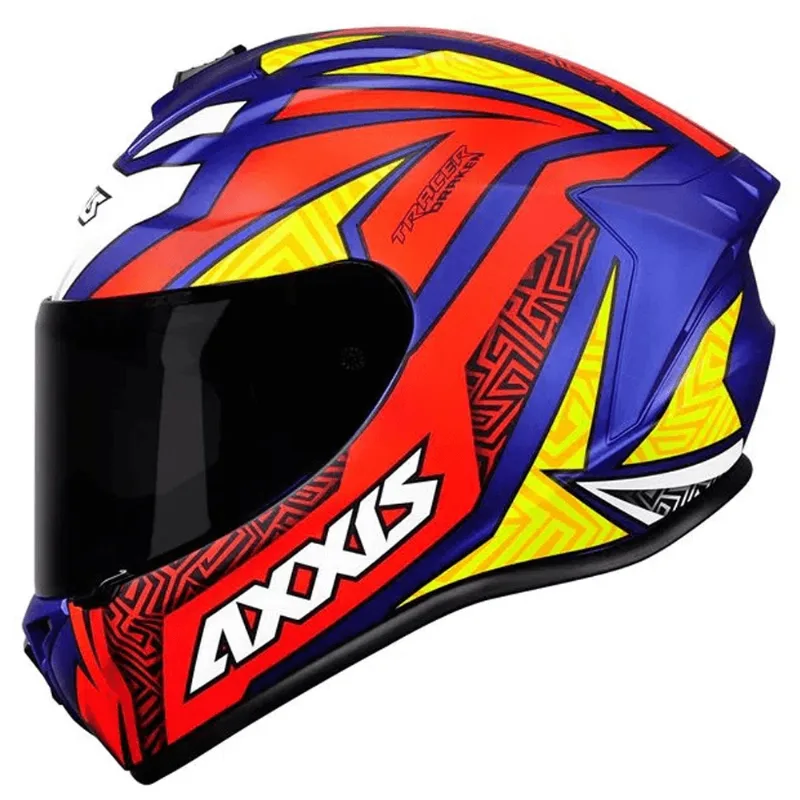 Capacete Axxis Draken Tracer Fosco Azul Vermelho Amarelo 64