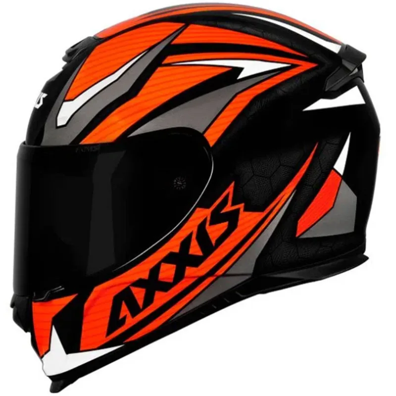 Capacete Axxis Eagle Power Preto Laranja Cinza 62