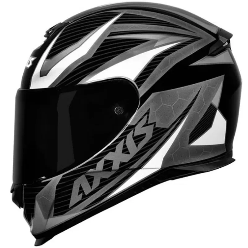 Capacete Axxis Eagle Power Preto Cinza Branco 54