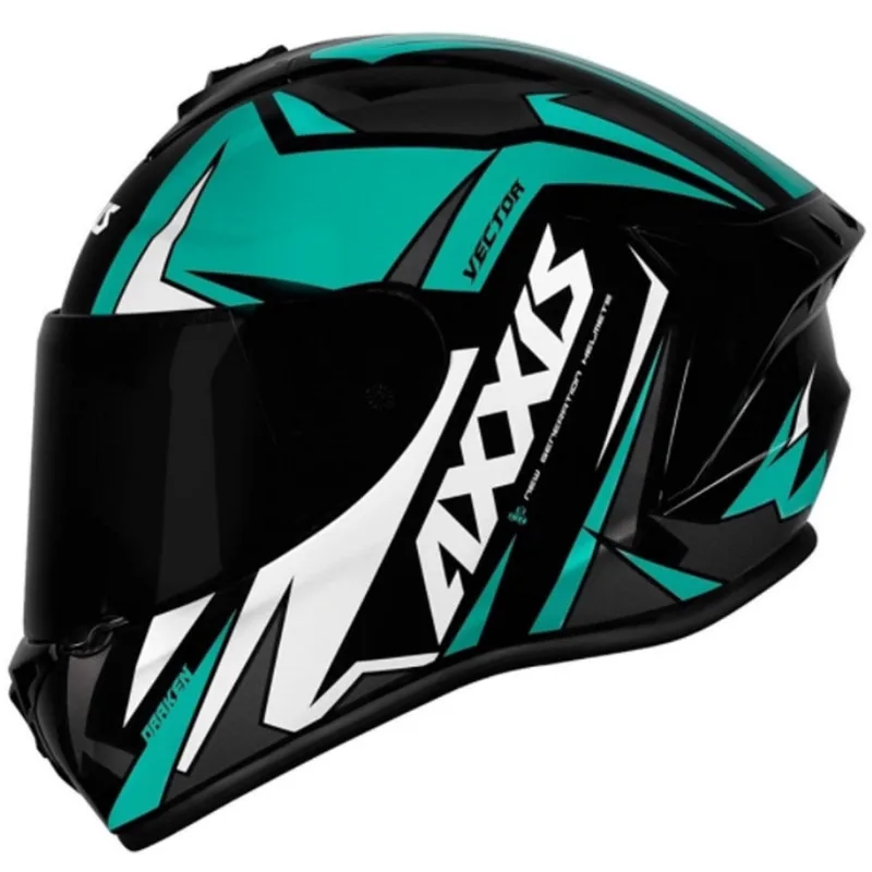Capacete Axxis Draken Vector Preto Tifany Branco 64