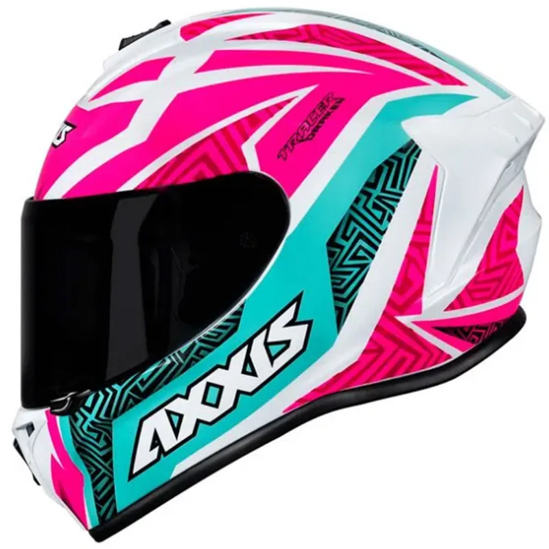 Capacete Axxis Draken Tracer Branco Tifany Pink 56