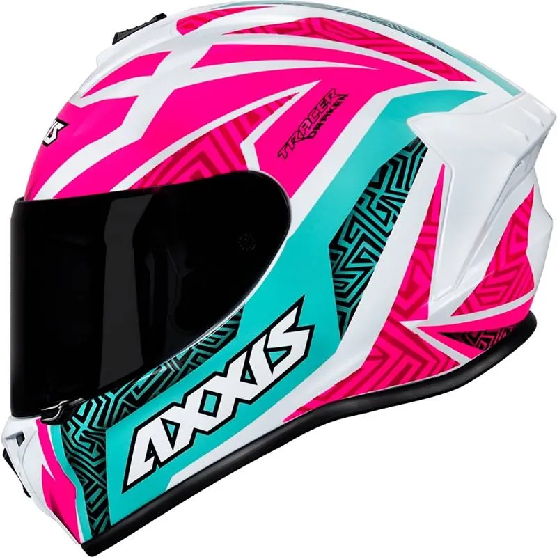 Capacete Axxis Draken Tracers - Branco/rosa/azul