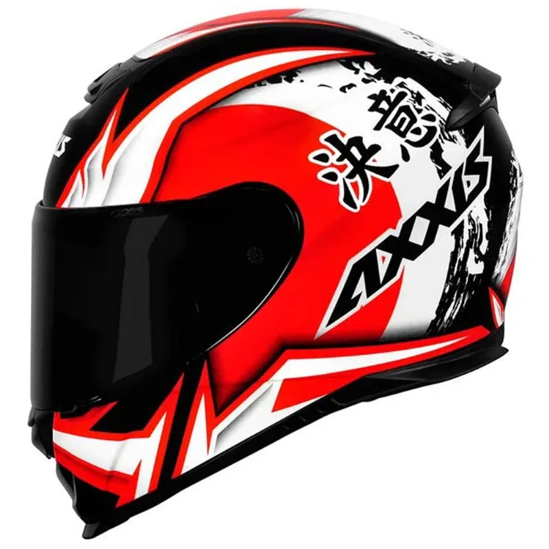 Capacete Axxis Eagle Japan Preto Vermelho Branco 62