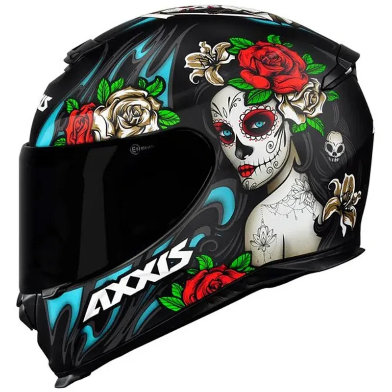 Capacete Axxis Eagle Catrina Fosco Preto Azul Vermelho 58