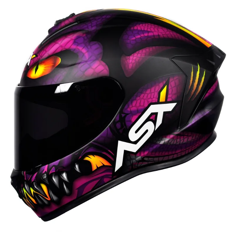 Capacete ASX Draken Raptor Fosco Preto Roxo 62