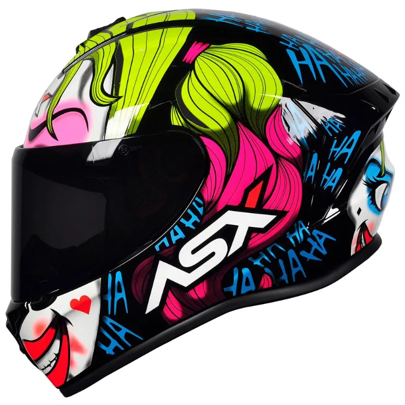 Capacete ASX Draken Queen Preto Amarelo Pink 58