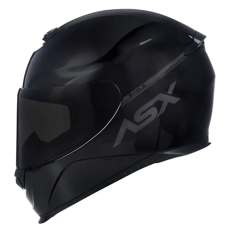 Capacete ASX Eagle Solid Monocolor Preto Cinza 54