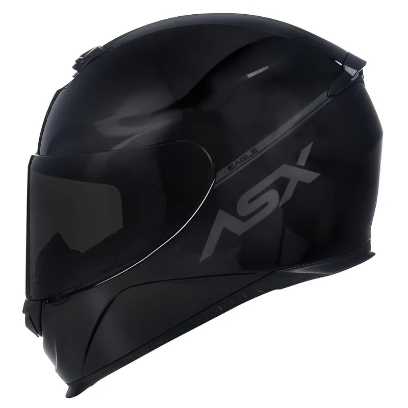 Capacete ASX Eagle Solid Brilho Preto Cinza Outlet 60