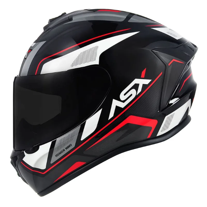 Capacete ASX Draken Wind Preto Branco Vermelho 64