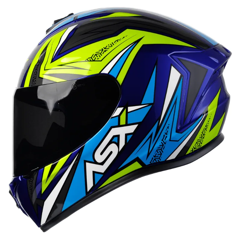 Capacete ASX Draken Vector Azul Amarelo Cinza 64