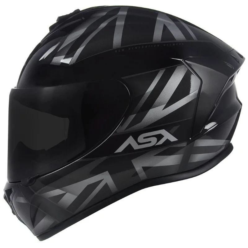 Capacete ASX Draken UK Preto Cinza 56