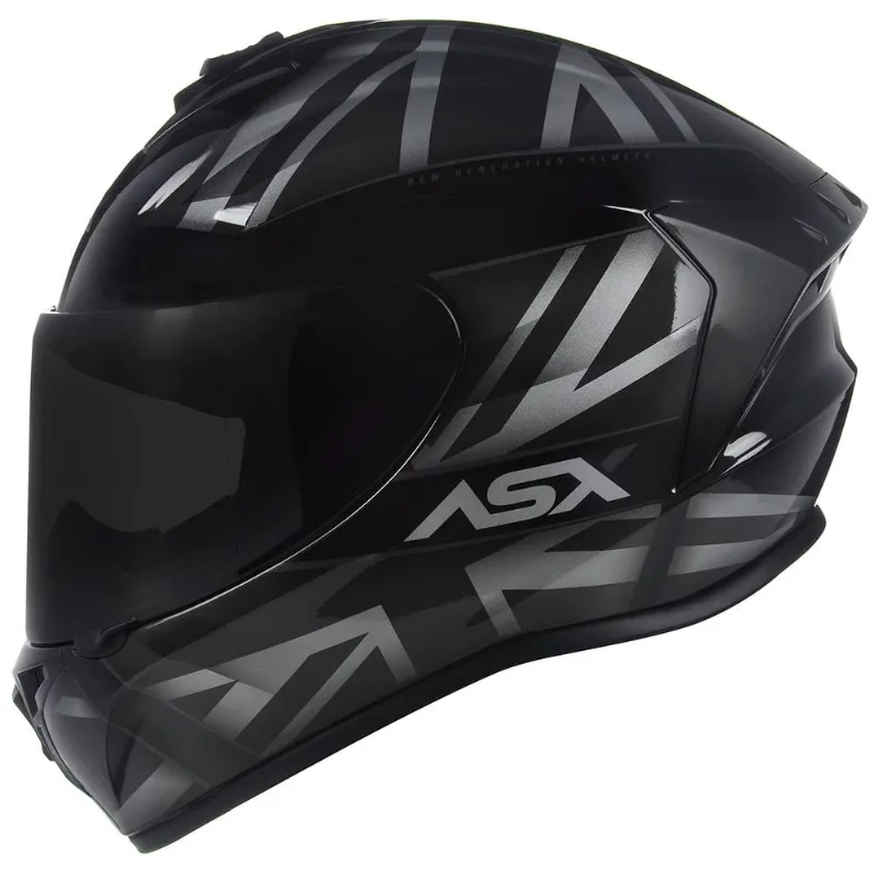 Capacete ASX Draken UK Preto Cinza 58