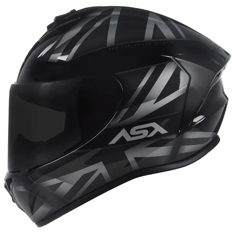 Capacete ASX Draken UK Fosco Preto Cinza 54