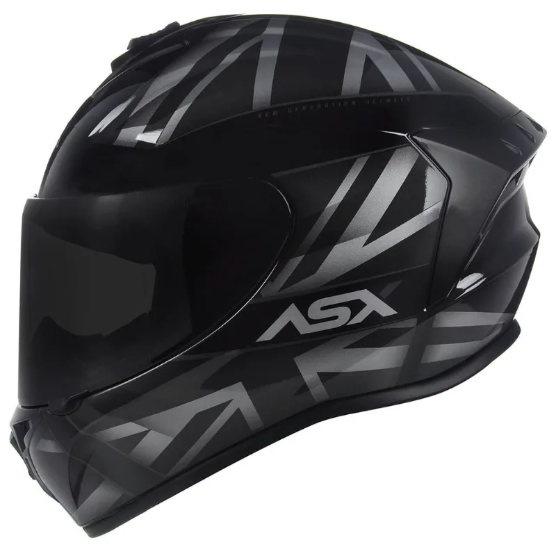 Capacete ASX Draken UK Fosco Preto Cinza 56