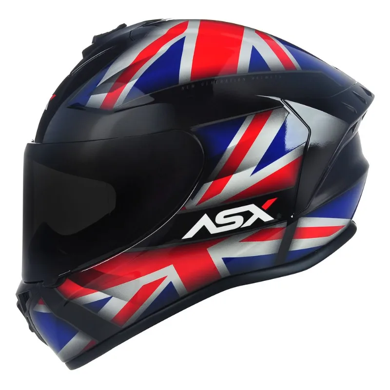Capacete ASX Draken UK Preto Vermelho Azul 54